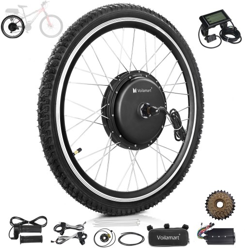Voilamart 2000W 27.5" Electric Bicycle Conversion Kit Ebike Motor Cycling Hub Rear Wheel with LCD (Twist Throttle)