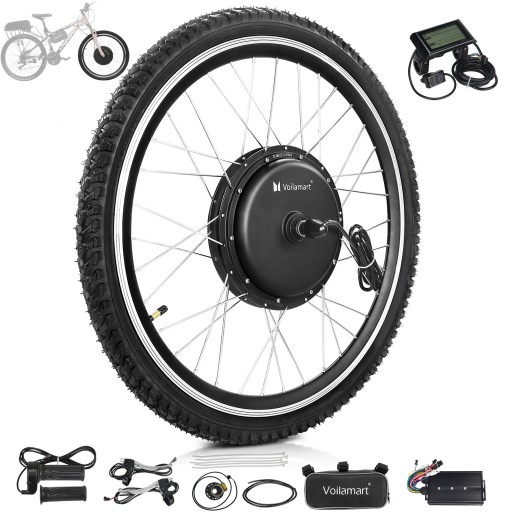 Voilamart 2000W 26" Electric Bicycle Conversion Kit Ebike Motor Cycling Hub Front Wheel with LCD (Twist Throttle)