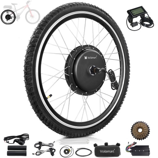Voilamart 2000W 27.5" Electric Bicycle Conversion Kit Ebike Motor Cycling Hub Rear Wheel with LCD (Thumb Throttle)