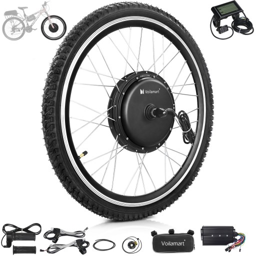 Voilamart 2000W 28" 700C Electric Bicycle Conversion Kit Ebike Motor Cycling Hub Front Wheel with LCD (Twist Throttle)