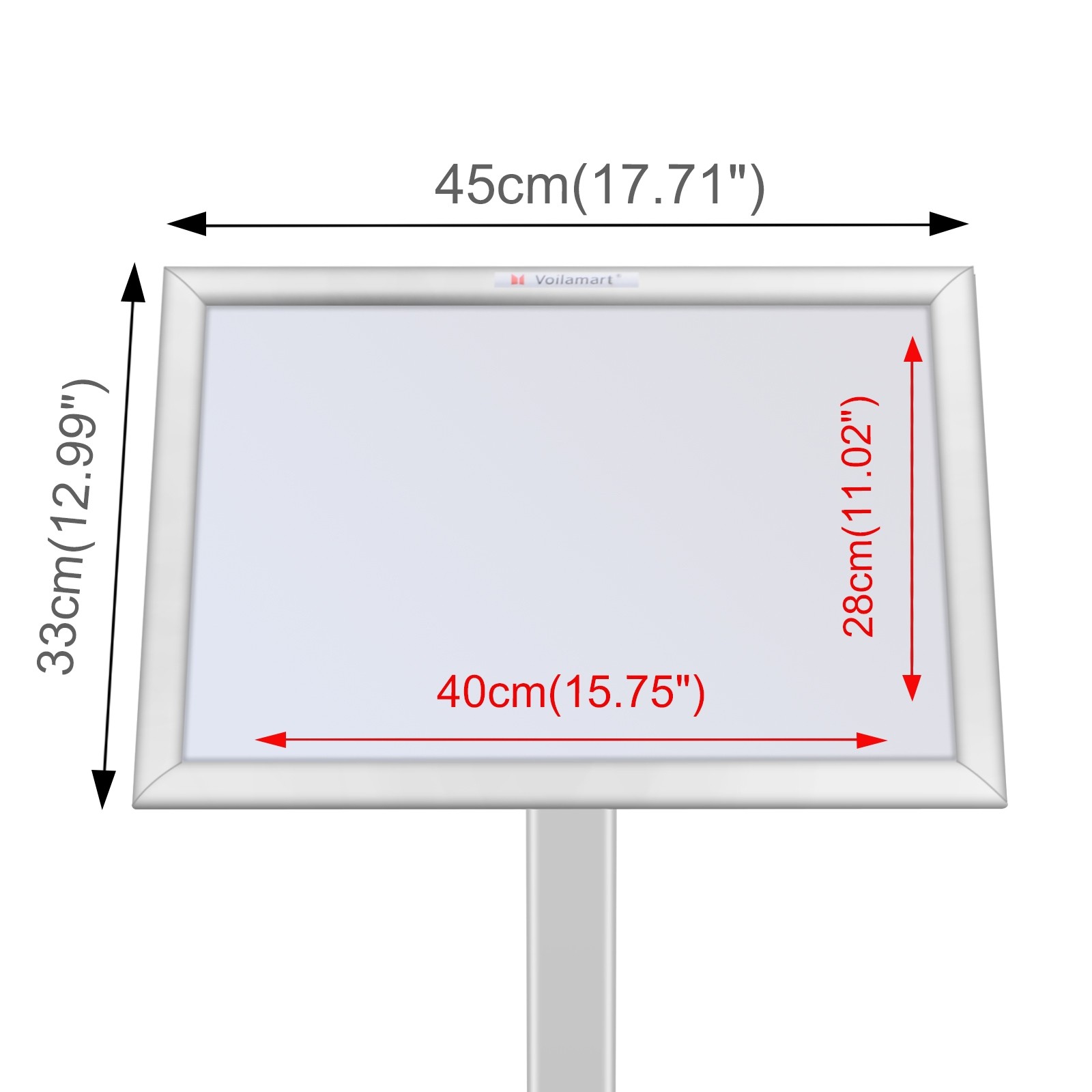 Voilamart Infoständer DIN A4 für Plakate mit 450x 320mm Informationsständer Rostfrei Aluminium Fußplatte Infohalter für Hoch-/Querformat