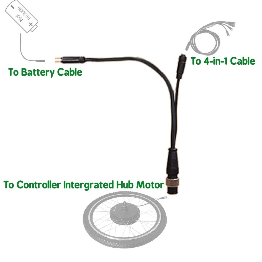 Voilamart Electric Bike Motor Extension Cable WIre for 1500W Waterproof Buil in Controller kit Part B