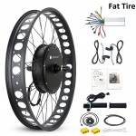 Electric Bicycle Conversion Kit, 48V 2000W EBike Brushless Gearless Hub Motor, 22.4" Front Wheel Fat Tire Frame for 26" x 4"~4.25" Tire, Dual Mode Controller