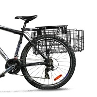 Double Panniers Bicycle Rear Basket MTB Bike Storage Metal Rack Carrier Foldable