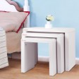 Voilamart High Gloss Nest of 3 Tables White 40mm Thickness Coffee End Side Table