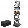 Voilamart A4 Exhibition Stand, 4-Shelf Folding Floor Display Stand Portable Magazine Brochure Leaflet Holder Catalogue Reference Racks for Exhibition Trade Show Reception with Carry Case, 124x41x27cm