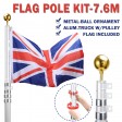 Voilamart 20ft Aluminium Sectional Flagpole Kit for Outdoor Garden Telescopic Flag Pole + UK Flag