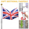 Voilamart 20ft Aluminium Sectional Flagpole Kit for Outdoor Garden Telescopic Flag Pole + UK Flag